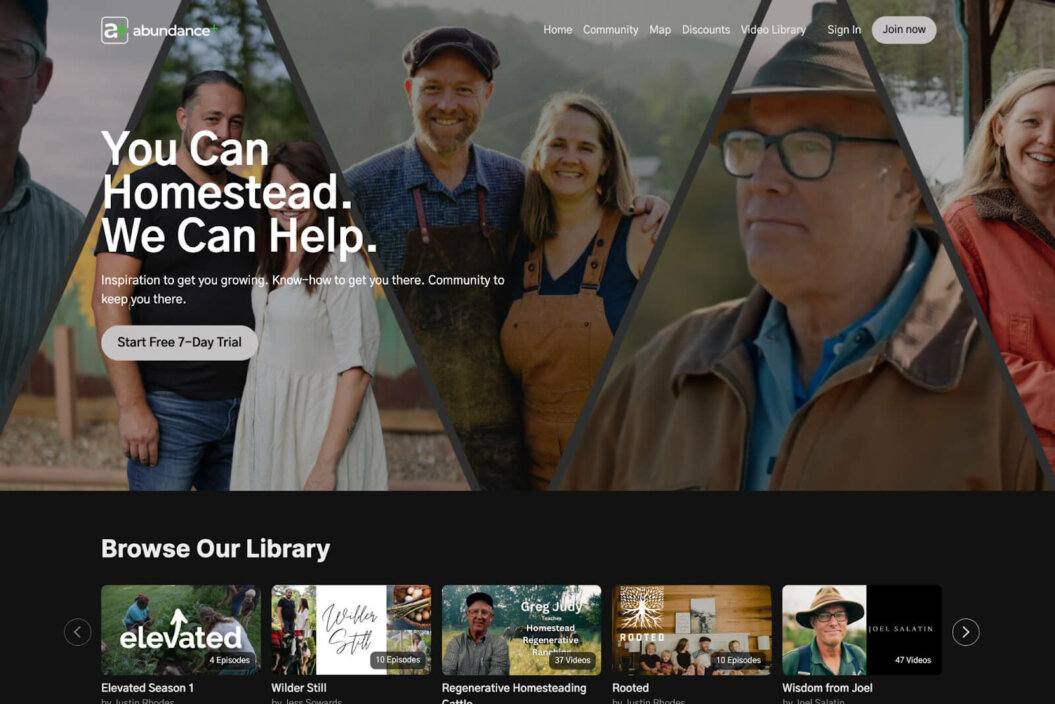 The Abundance Plus membership website displayed on a computer screen.