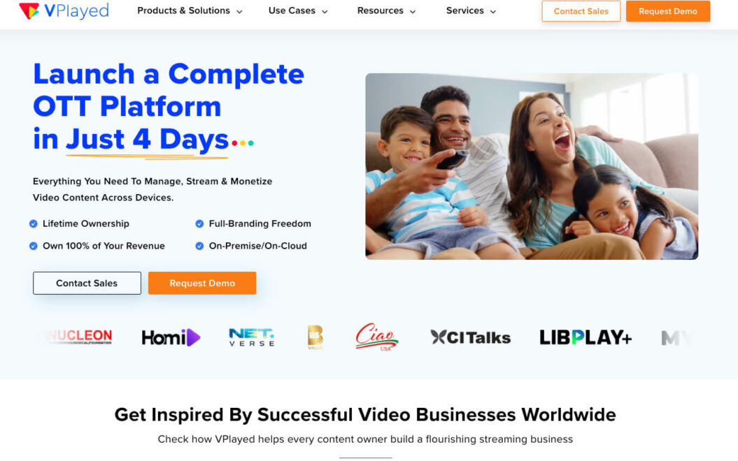 Homepage of VPlayed website featuring logo, menu, and video thumbnails.